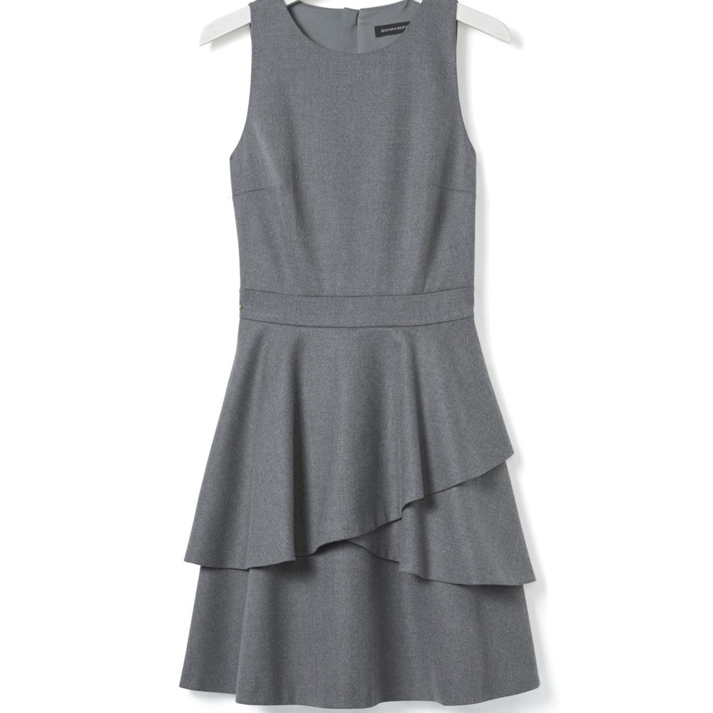 Banana Republic asymmetrical ruffled grey dress